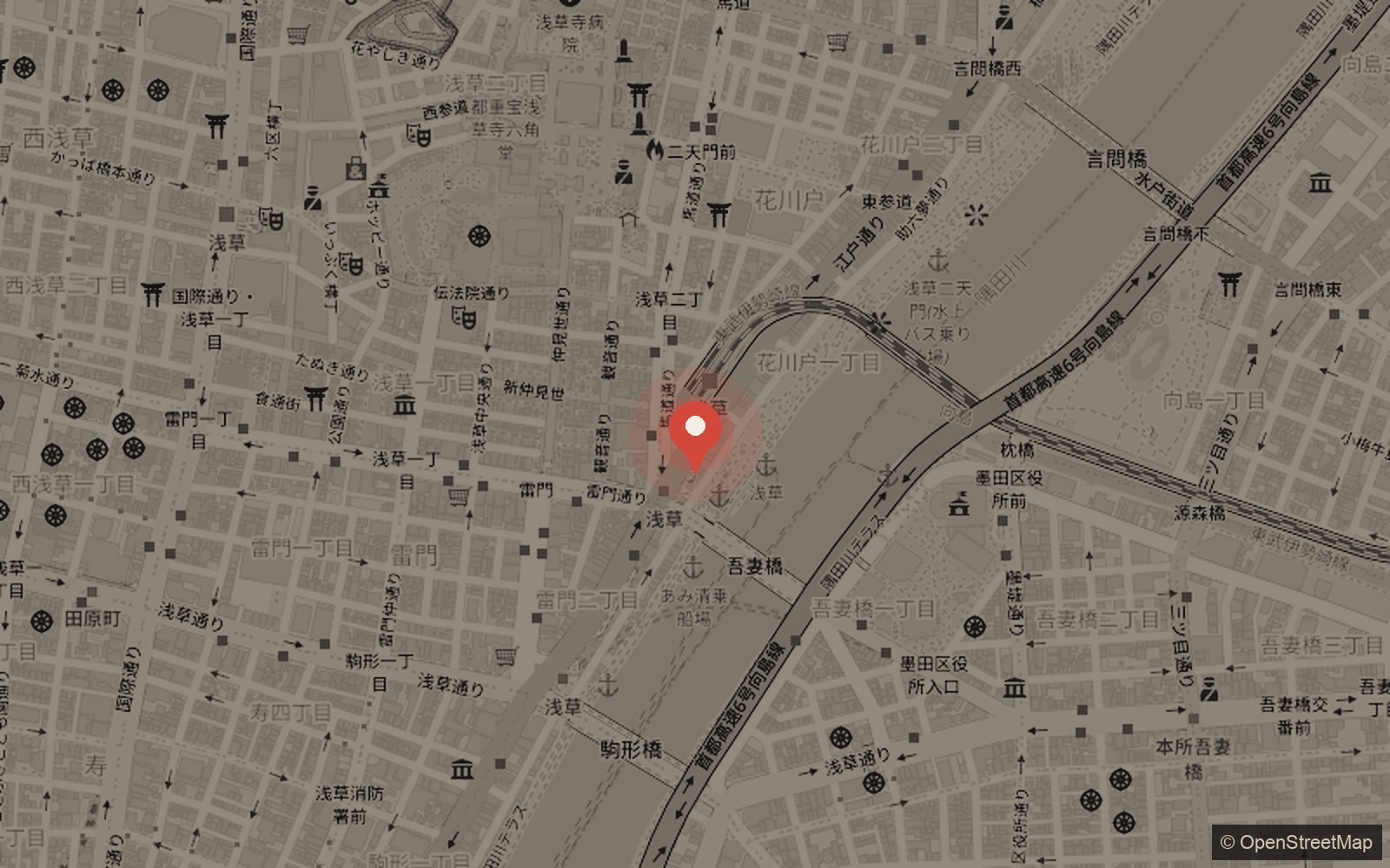 Map to Senbazuru Kimono — Hanakawado, Asakusa