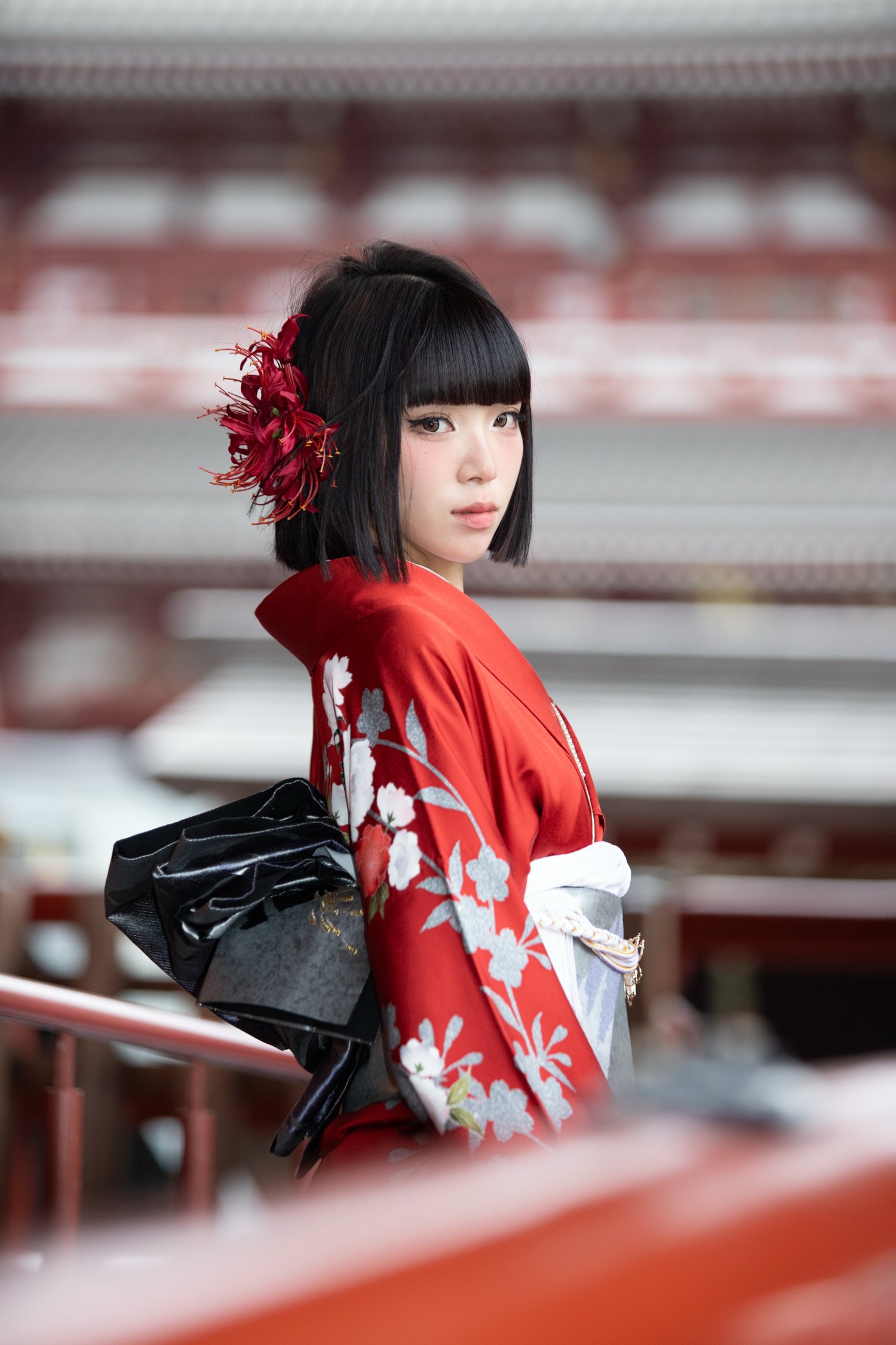 晴空塔・紅色和服跟拍